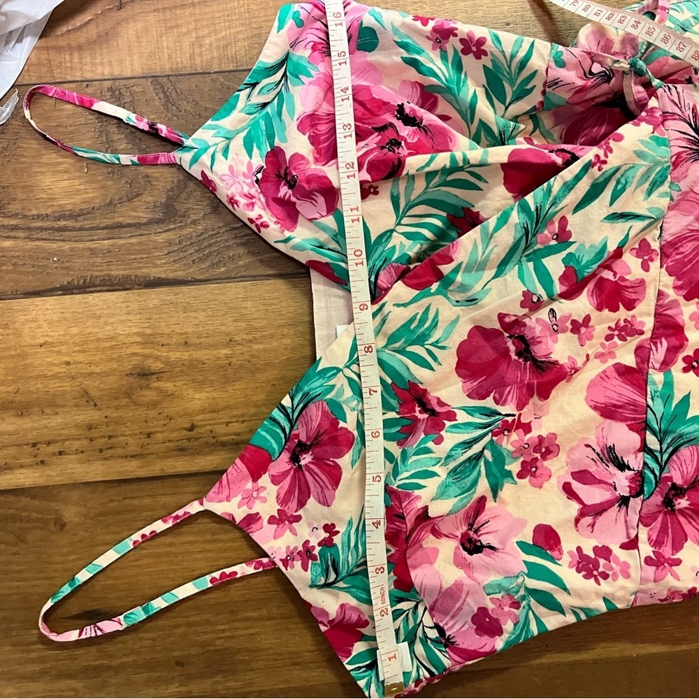 J. Crew Factory Pink & Teal Floral Midi Dress